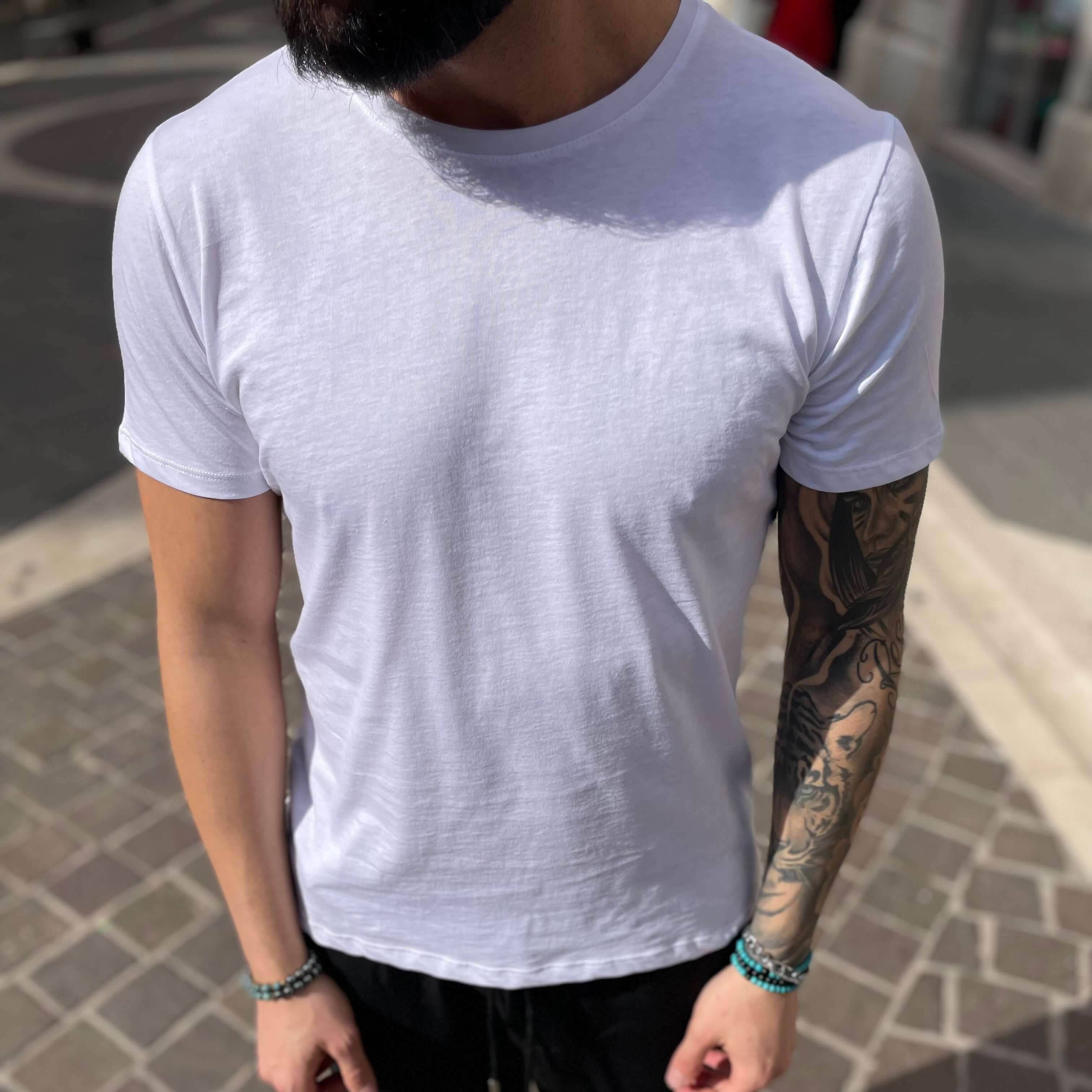 T-shirt bianca basic slim - FLAG STORE