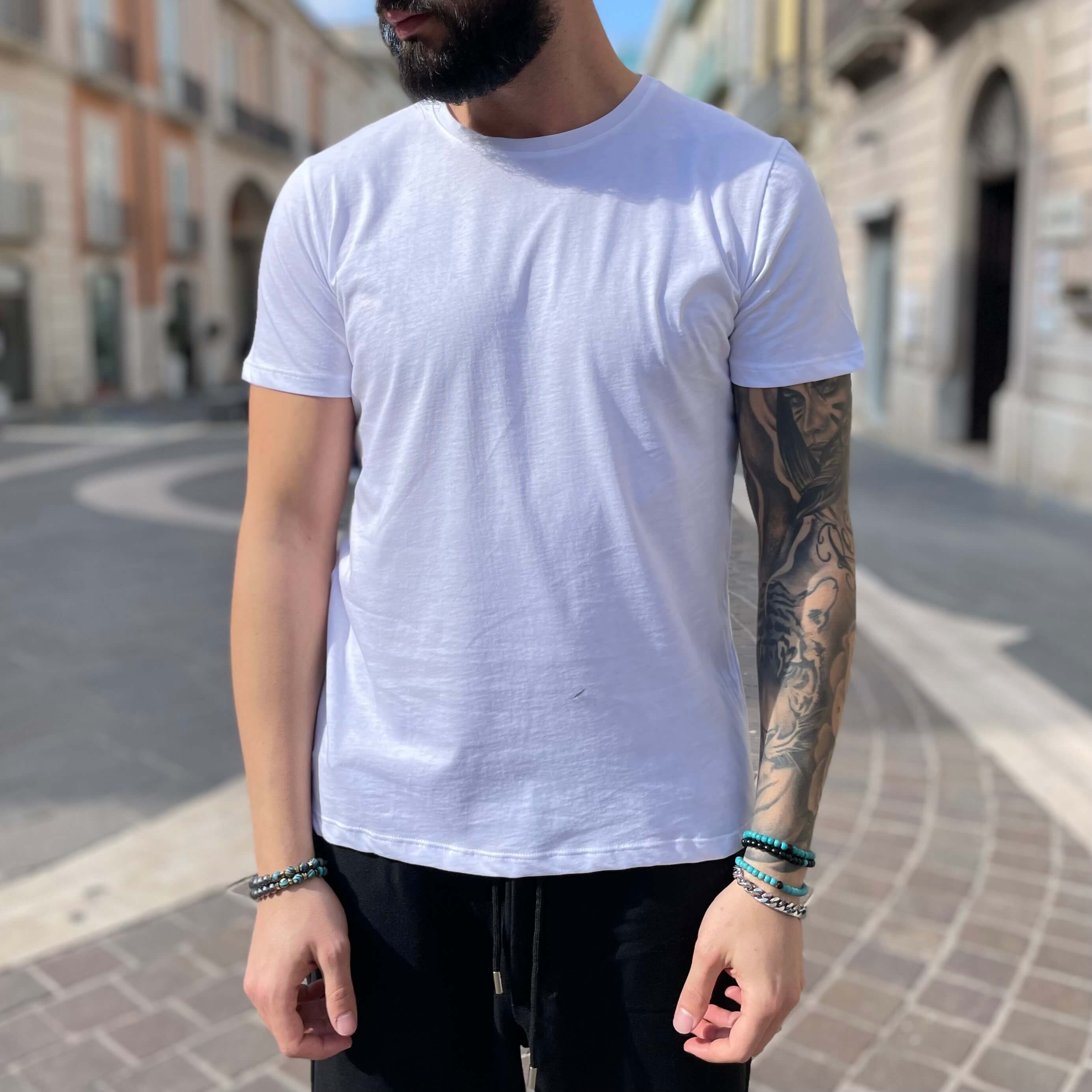 T-shirt bianca basic slim - FLAG STORE