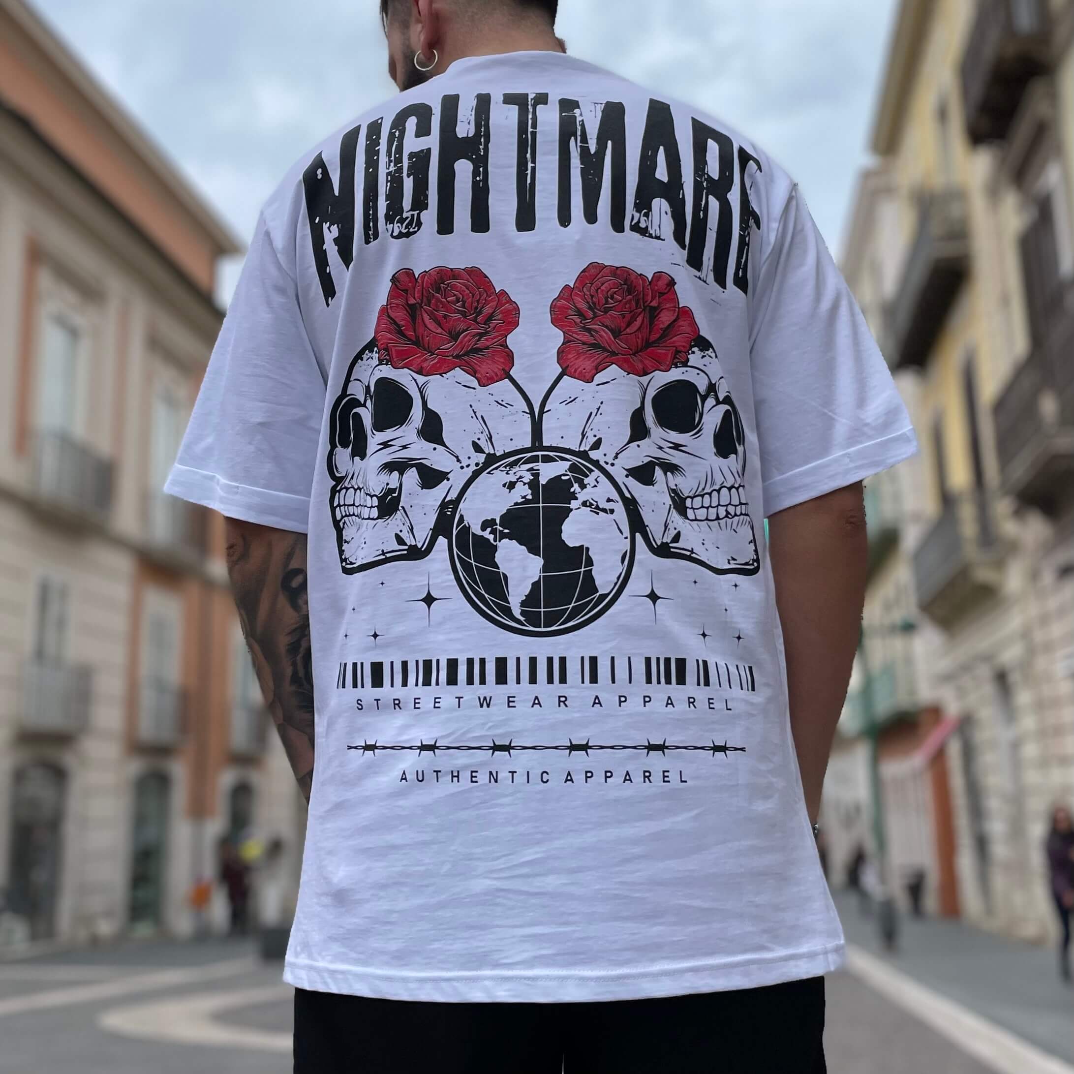 T-shirt bianca stampa nightmare - FLAG STORE