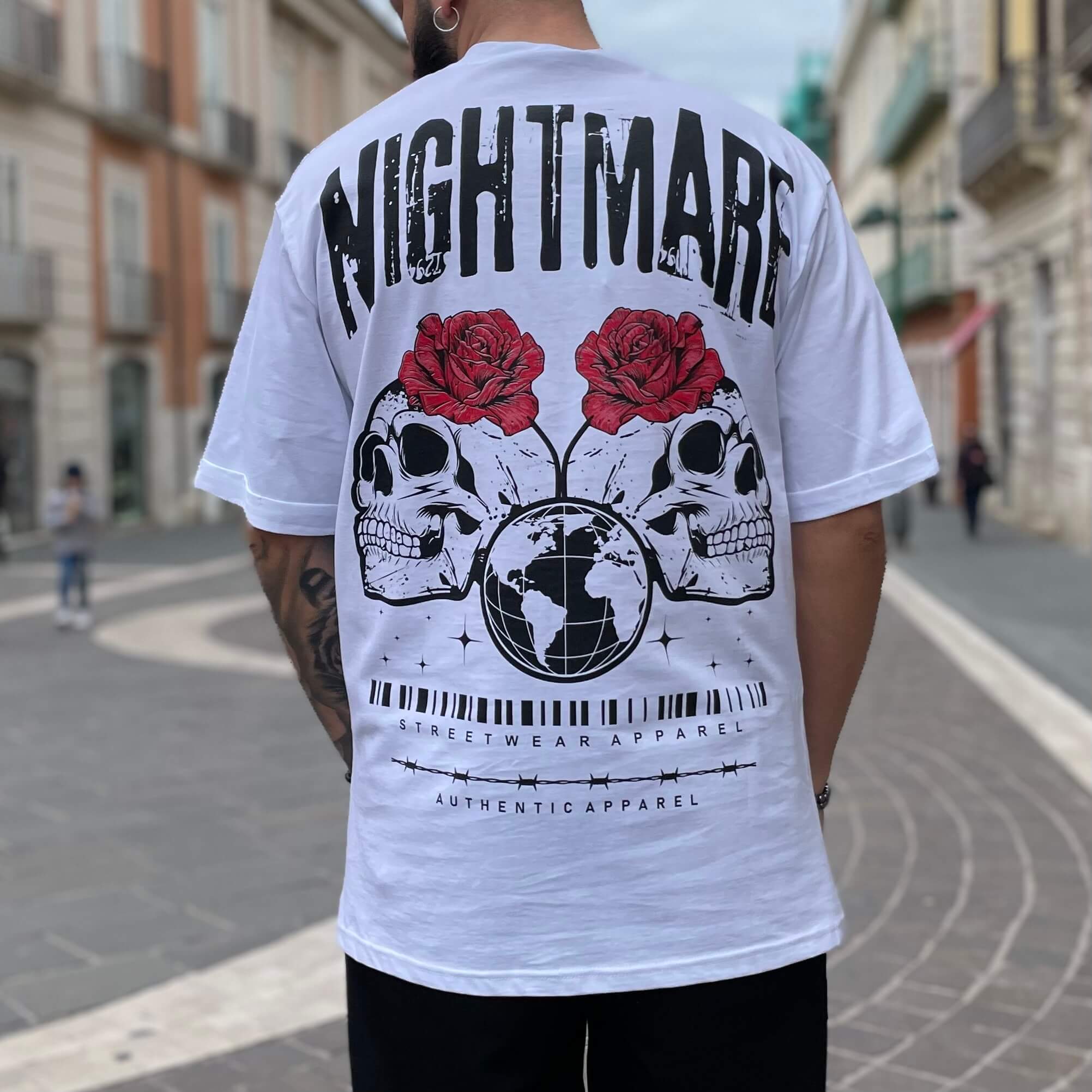 T-shirt bianca stampa nightmare - FLAG STORE