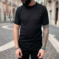 Black ribbed knit T-shirt - FLAG STORE 