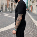 Black ribbed knit T-shirt - FLAG STORE 