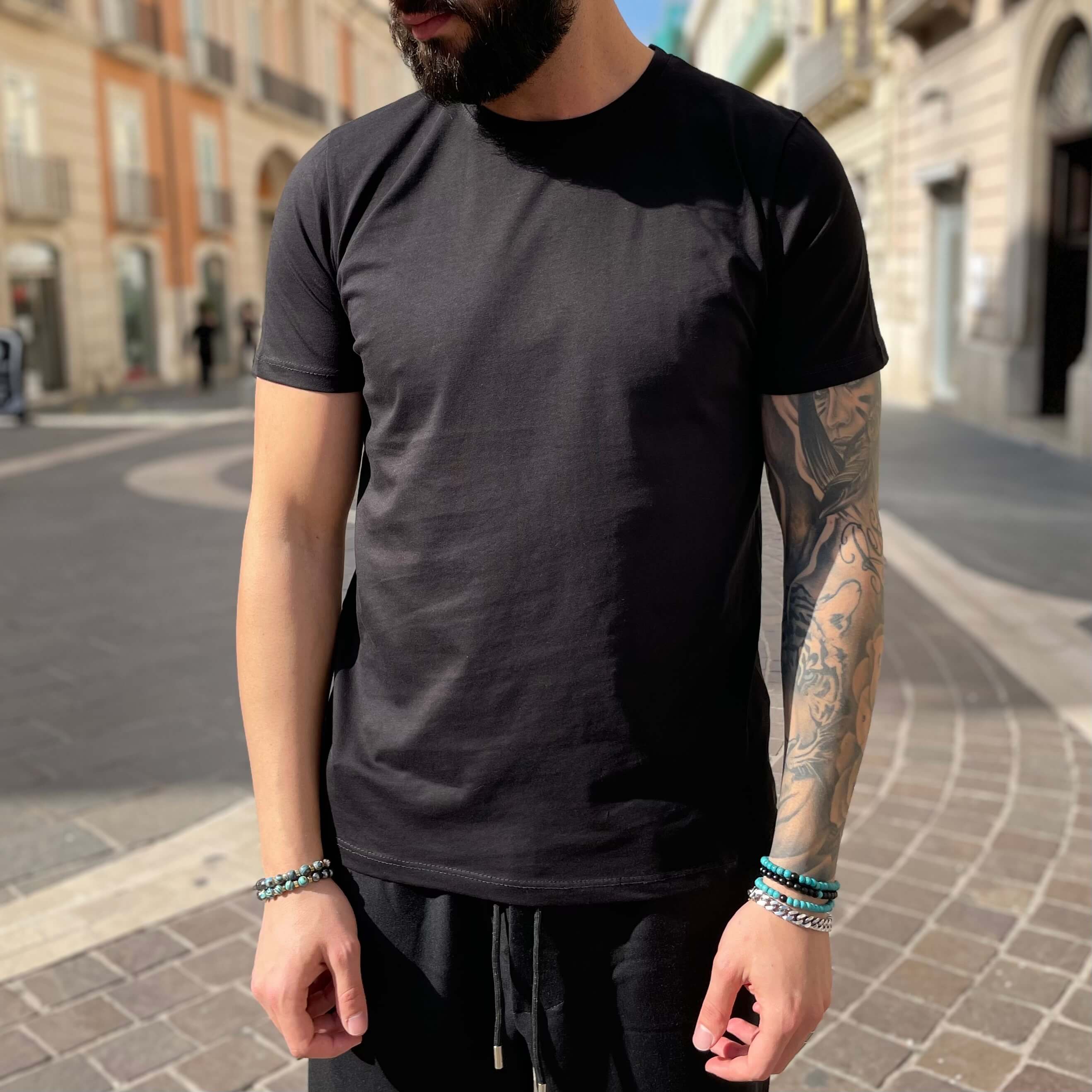 T-shirt nera basic slim - FLAG STORE