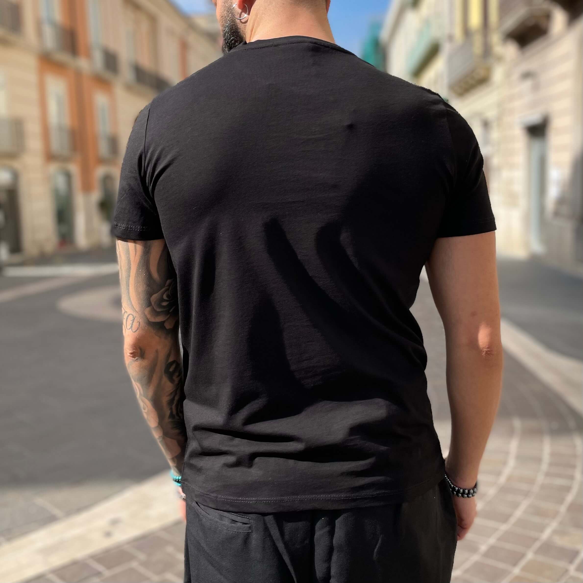 T-shirt nera basic slim - FLAG STORE