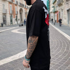 T-shirt nera stampa Rosa- FLAG STORE