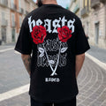 T-shirt nera stampa Rosa- FLAG STORE