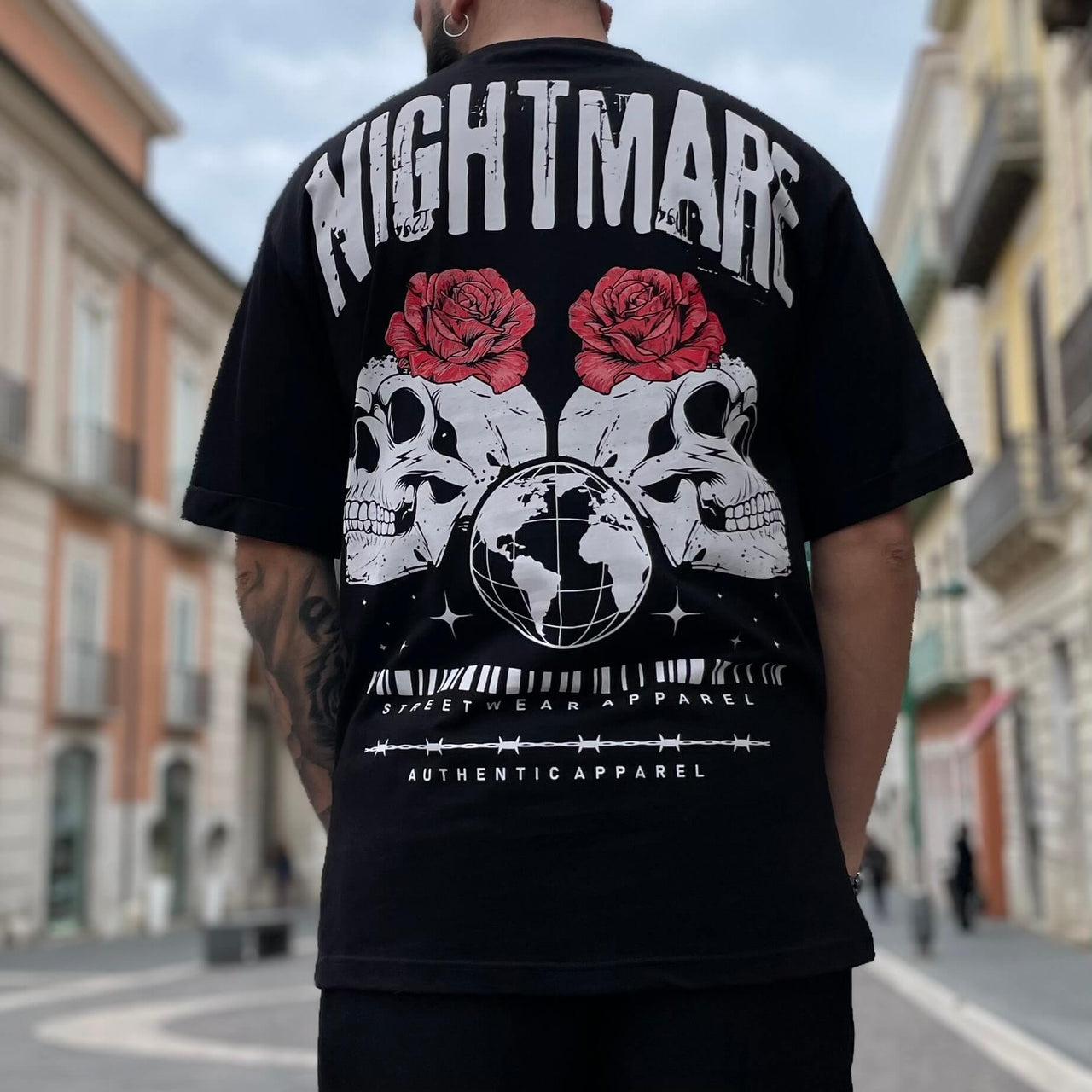 T-shirt nera stampa nightmare - FLAG STORE