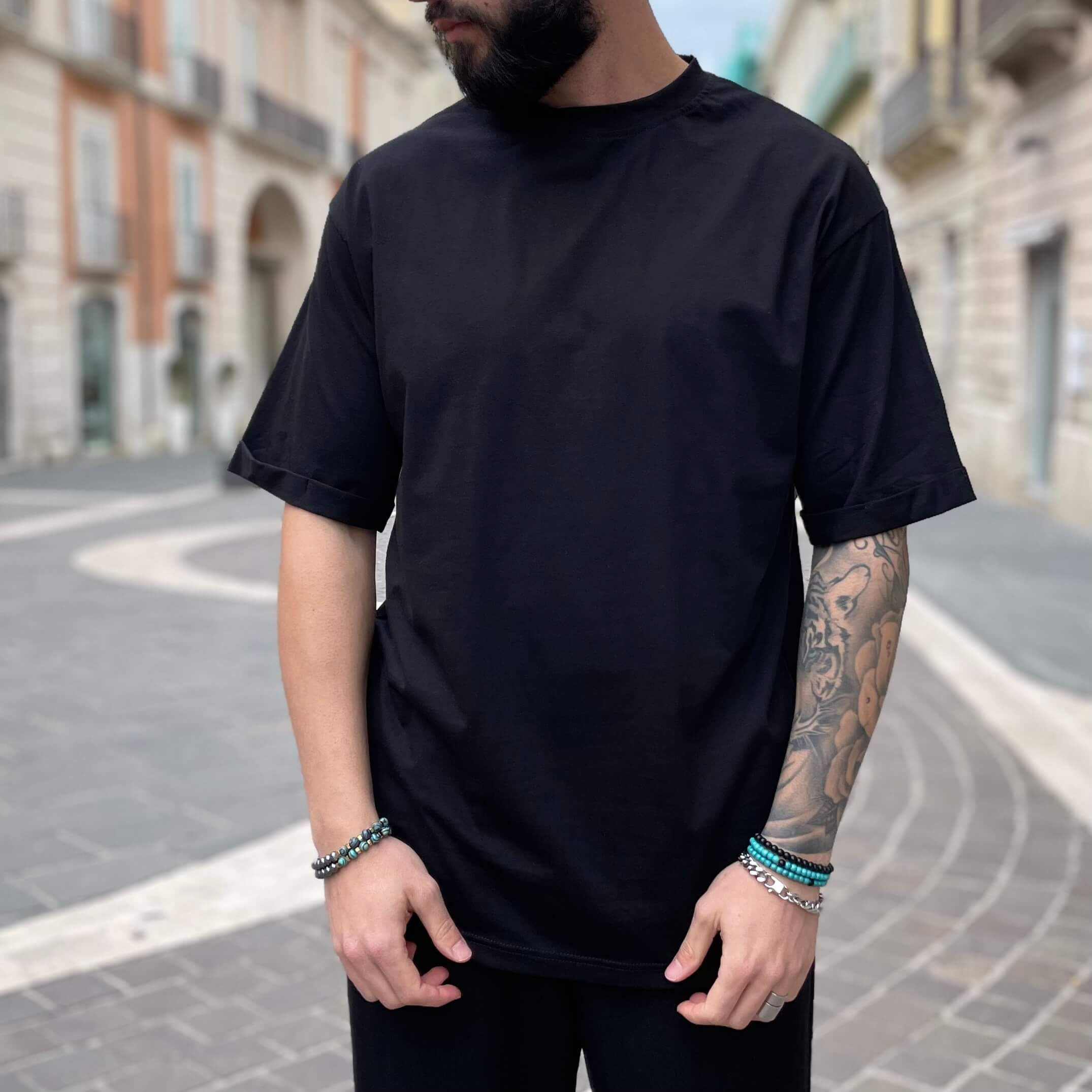 T-shirt nera stampa nightmare - FLAG STORE