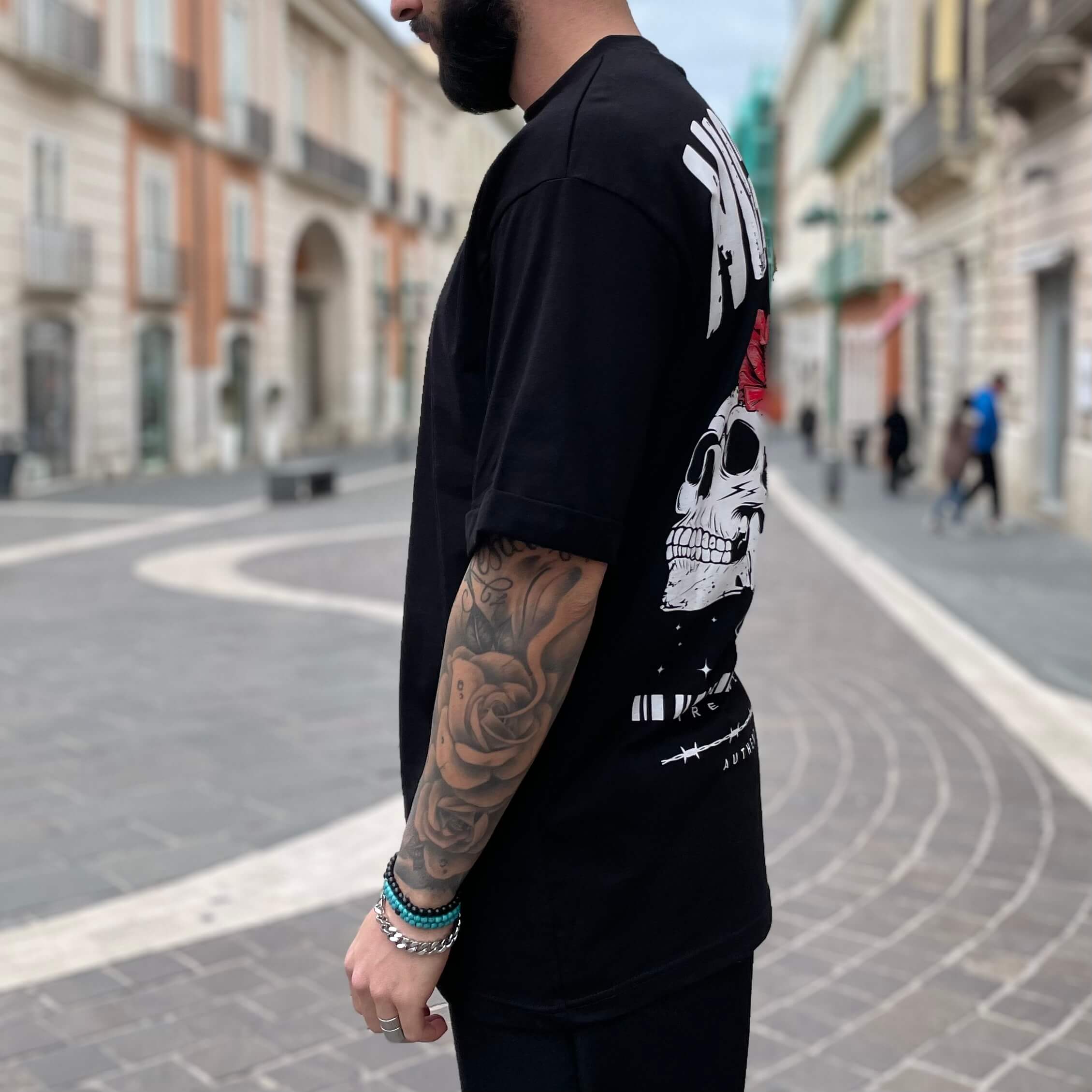 T-shirt nera stampa nightmare - FLAG STORE