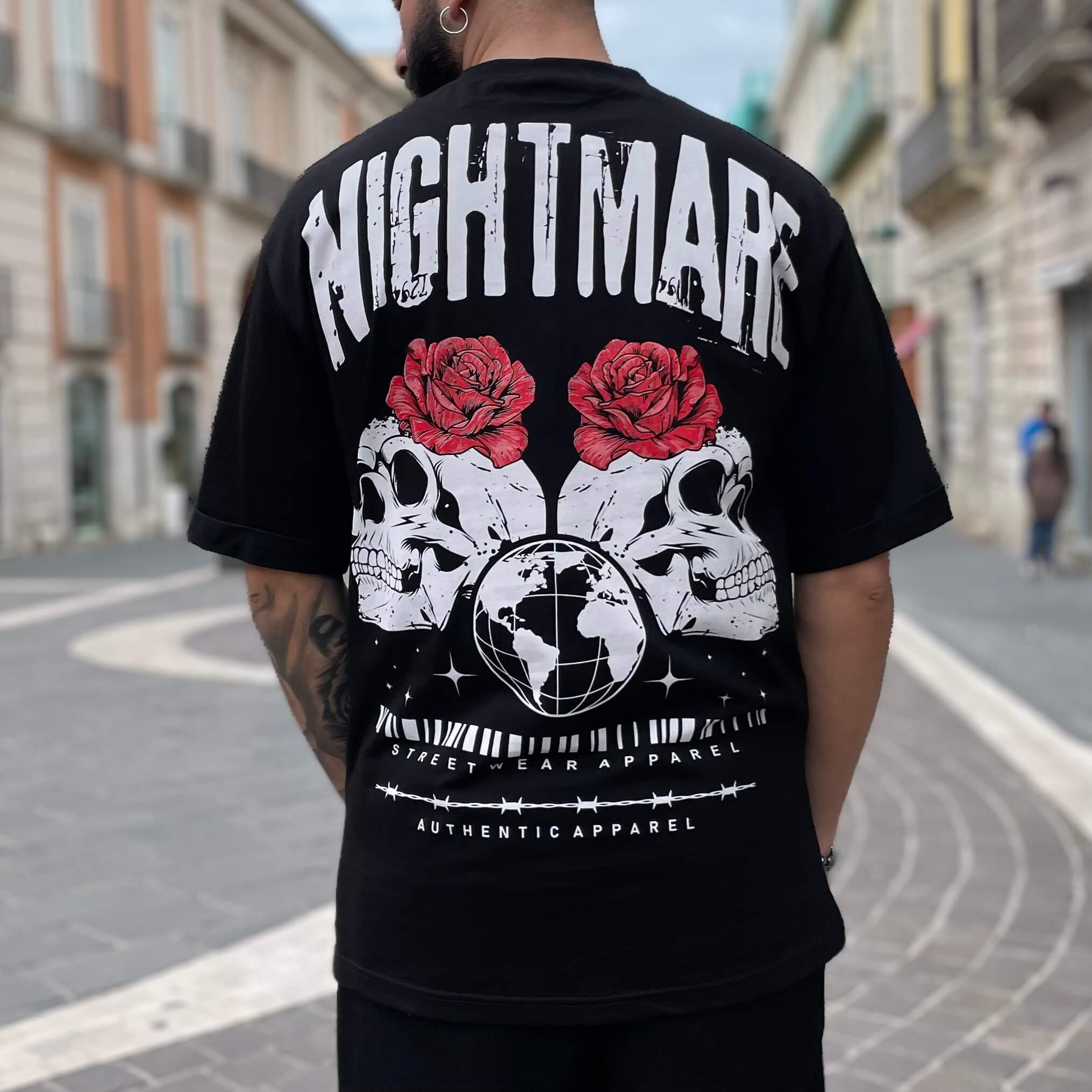 T-shirt nera stampa nightmare - FLAG STORE