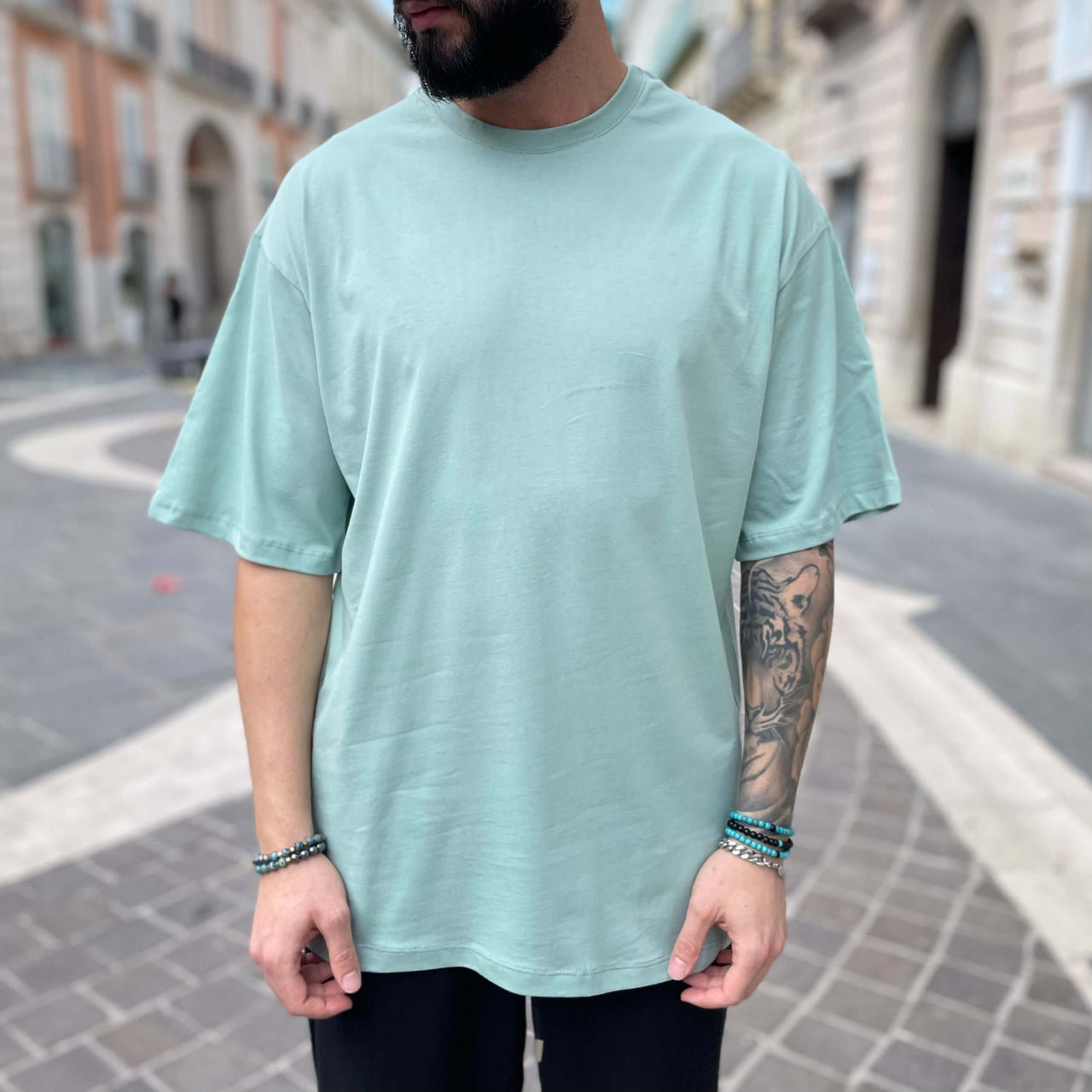 T-shirt verde acqua basic - FLAG STORE